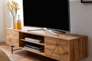 Oak Effect TV Stand 160 cm  Contemporary Wooden Entertainment Unit.