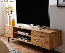 Oak Effect TV Stand 160 cm  Contemporary Wooden Entertainment Unit.