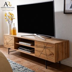 Oak Effect TV Stand 160 cm  Contemporary Wooden Entertainment Unit.