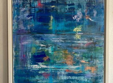 Large Framed Original Seascape in Abstract by Artist Irish Art Original Art Abstract Art