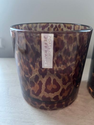 2 Jeff Banks Leopard Print T-Light Holders