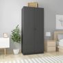 Wardrobe High Gloss Grey 90x52x200 cm Chipboard Image 5