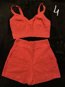 Red top and shorts