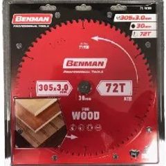 Benman 71908 Circular Saw Blade Expert Wood For Table Saw & Miter Saw 305 X 2.6 mm/30 mm 72T