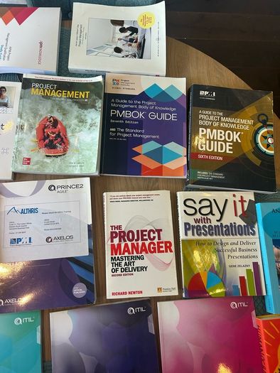 Box of project management books
