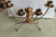 Cherub candle holder vintage golden metal