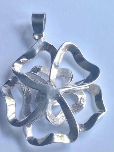 Sterling silver large rose pendant
