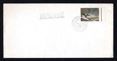 1974 Ireland 150th Anniversary of the Royal National Lifeboat Institution (RNLI) Commemorative Stamp on plain envelope with Dublin steele cancel and First Day of issue cancel.