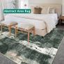 160x230cm Large Modern Abstract Rugs Living Room Non-slip Area Rug Short Pile Faux Wool Bedroom Carpet Lightweight Washable Minimalist Floor Carpet for Living Room Bedroom Office Decor, Green Image 4