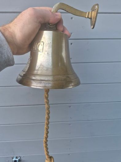 Antique Brass Hanging Wall Titanic Bell 1912  Hanging Nautical Wall Decor
