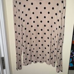 H&M Light Beige with Black Spots Modal Polo-Neck Top