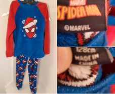 Super cosy Marvel Spider Man Christmas pyjama set in soft fleece, size 7 to 8 years / 128cm.