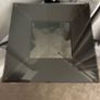 Square Glass coffe table with brown leather upholstery Image 2
