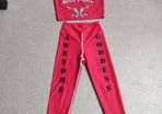 Red Spandex Leggings and Top gym set, size S