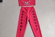 Red Spandex Leggings and Top gym set, size S