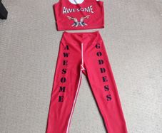 Red Spandex Leggings and Top gym set, size S