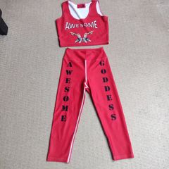 Red Spandex Leggings and Top gym set, size S