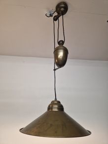 1890/ 1900 Antique French adjustable copper pendant light