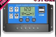Solar Charge Controller, Topcloud 30A Solar Panel Controller 12V/24V PWM Auto Parameter Adjustable LCD Display Solar Panel Battery Regulator with Dual USB Port (FREE POSTAGE)