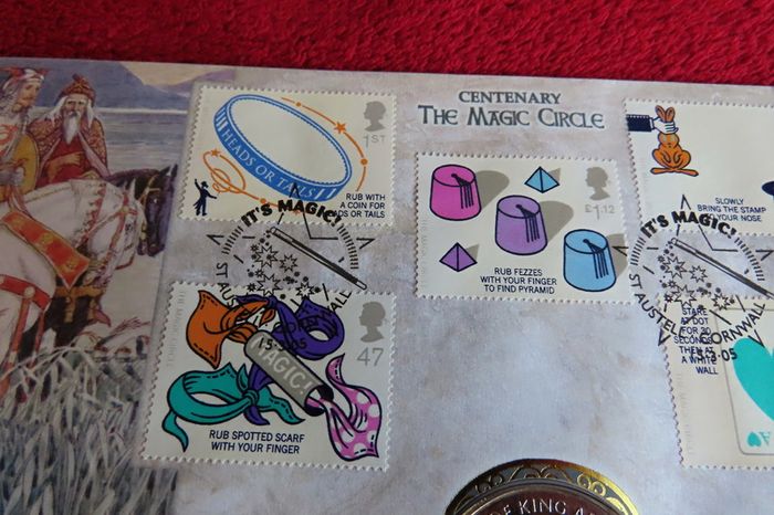 Merlin Wizard Magic King Arthur Isle of man crown coin 1996 stamp cover