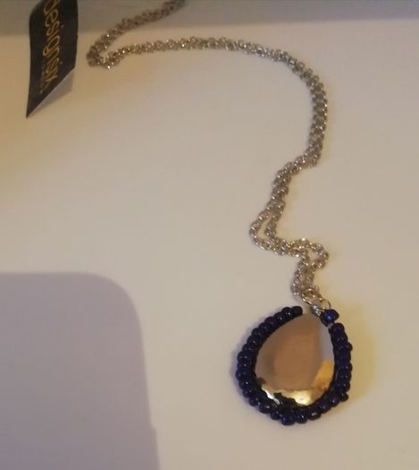 DesignSix London Mayford Necklace Silver & Navy New With Tags Lobster Clasp