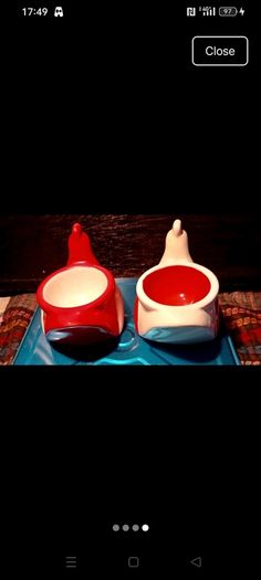 Pair Of Red And White Chicken Egg Holders. Collection Or Buyer Pays Post.