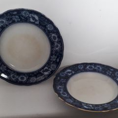 DISH & PLATE - Flow Blue - c.pre 1861