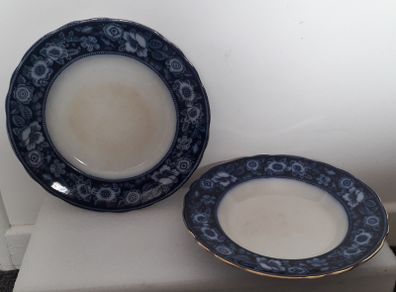 DISH & PLATE - Flow Blue - c.pre 1861