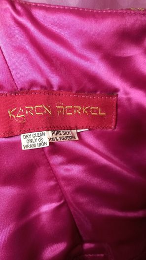 Australian designer Karen Merkel  Cerise Pink and Forest Green  size 10/12 dress for sale