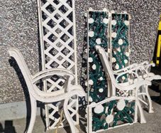 cast iron white benches