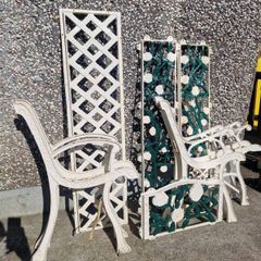 cast iron white benches
