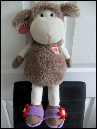 Card Factory Farm Patch Brown Lamb  Soft Plush Toy With Slippers