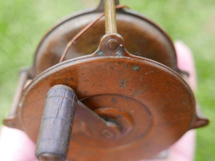 Antique Brass and wood Fishing Reel