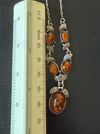 silver amber necklace