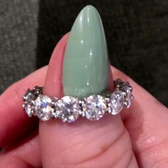 Platinum plated sterling silver Eternity Ring with 7.5ct of Moissanite