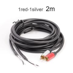 2m Speaker Wire RCA Male Plug Jack Connector to Bare Wire Open End Pigtail RCA Cable for CD DVD player, amplifier, Receivers Repair