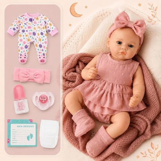 Realistic Reborn Baby Dolls with Two Outfits - 18 Inch Lifelike Weighted Newborn Baby Doll, Vinyl Limbs & Soft Cloth Cuddly Body, Hand-Painted Skin, Gift for Kids Girls, Therapy Doll for Elderly