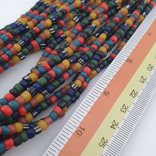 Antique African Style MultiColor 4 -5 mm Glass Beads Necklace Strand