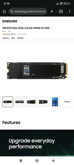 1tb Nvme Samsung 990 EVO Plus M.2 2280 Pcie 4.0 X4 PCIE 5.0 X2 7200/6300mb/s (oem)
