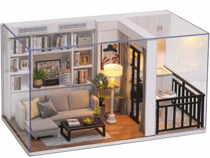 DIY Dollhouse Miniature Kit with Furniture, 3D Wooden Miniature House with Dust Cover and Music Movement, Miniature Dolls House kit (FREE POSTAGE)