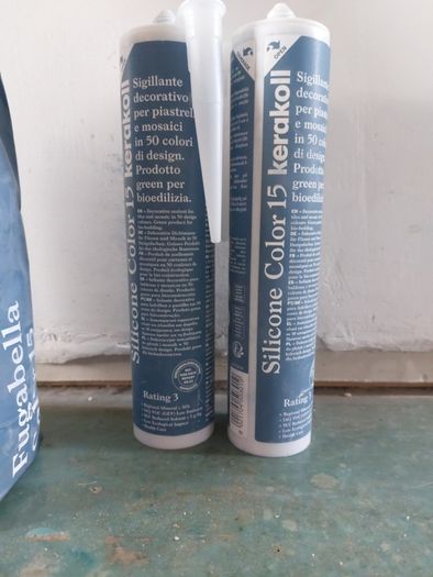 Blue grout and silicone
