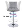 Modern Bar Stools Set of 2 Leatherette   Exterior,Double Needle Sewing,Height Adjustable,Chrome Footrest and Base,Bar Chairs for Kitchens,Counter and Home (Grey) Image 5