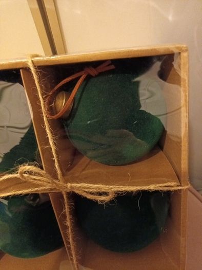 Luxury Green flock christmas baubles