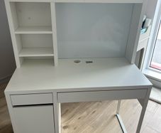 MICKE desk white with high add on unit
