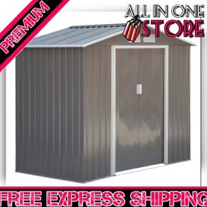 SUMMER SALE 7ft x 4ft Lockable Polypropylene Garden Storage Shed Storage w/ Air Vents Steel Grey (FREE POSTAGE)