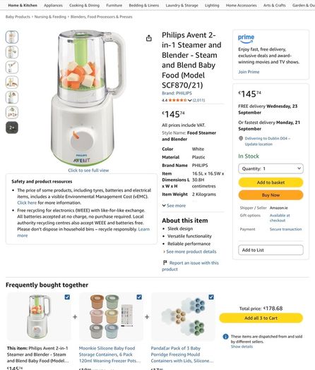 Philips Avent Combined Steamer and Blender