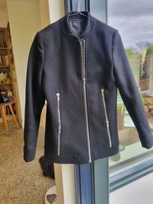 The Kooples wool and leather trimmed smart bomber jacket as new condition