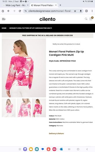 Monari - Knit Bomber Jacket - Pink - 100% Cotton - Fits UK 14 - BNWT RRP 188