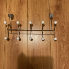 Over-door coat rack with 10 hooks - chrome finish