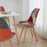 Set of 4 Patchwork Dining Chairs  Beech Wood Legs Image 3